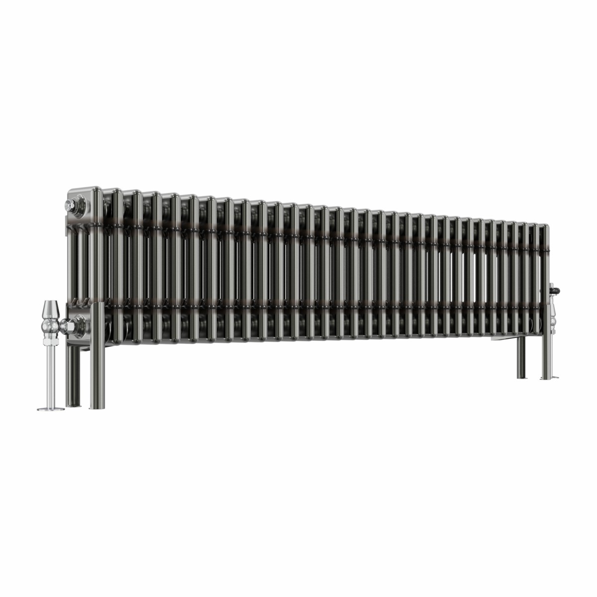 Bern 300 x 1460mm Raw Metal Triple Column Horizontal Traditional Radiator