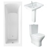 RAK Resort Mini Closed Back Toilet with 650mm Basin Modern Bathroom Suite and Single Ended Bath with Front Panel - 1700 x 700mm