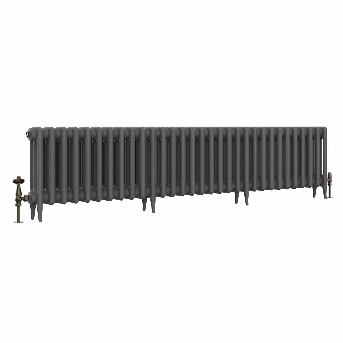 Classic  450 x 1956mm Farrow & Ball Railings Grey Triple Column Cast Iron Radiator - 31 Sections