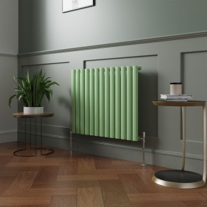 Norden 600 x 768mm Pastel Green Single Oval Column Horizontal Designer Radiator