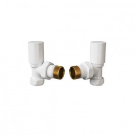 Chelsea White Round Head Angled Radiator Valves