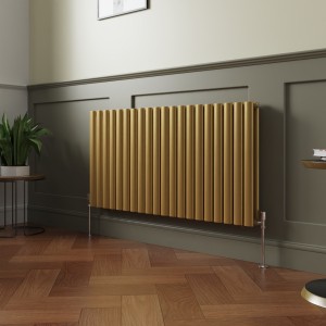 Norden 600 x 1181mm Metallic Gold Double Oval Column Horizontal Designer Radiator