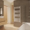 Fjord 1400 x 600mm Curved White Heated Towel Rail