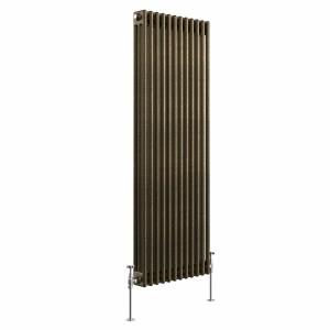 Bern 1500 x 560mm Black Gold Triple Column Vertical Traditional Radiator