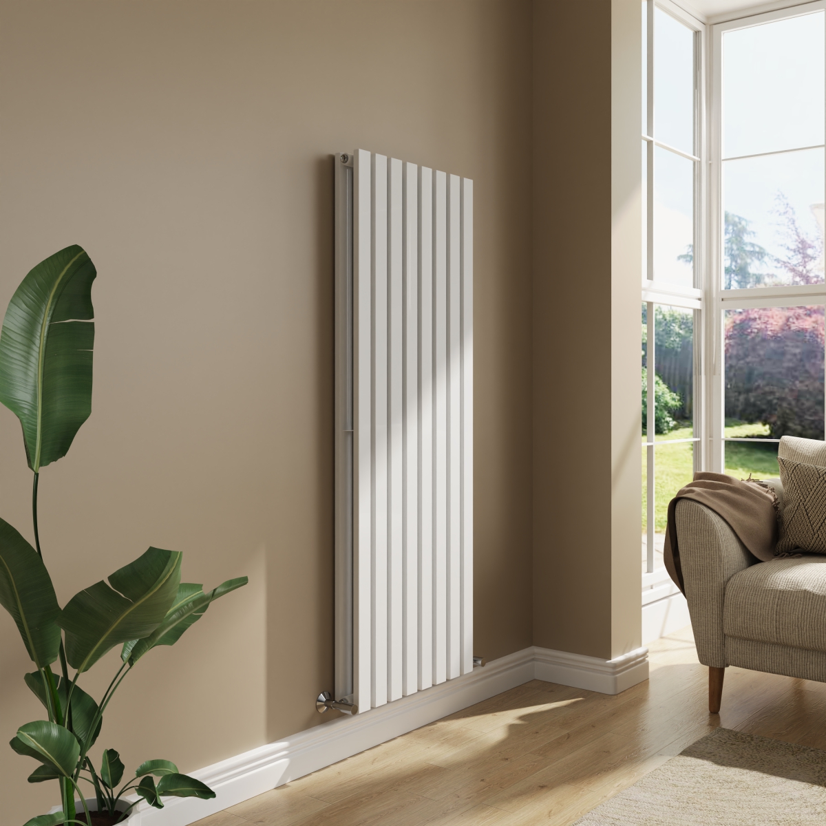 Lulea 1600 x 550mm White Double Vertical Flat Panel Radiator