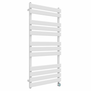 Juva 1200 x 600mm White Flat Panel Thermostatic Touch Control Wifi Electric Heated Towel Rail