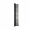 Lulea 1600 x 340mm Black Silver Double Flat Panel Vertical Designer Radiator