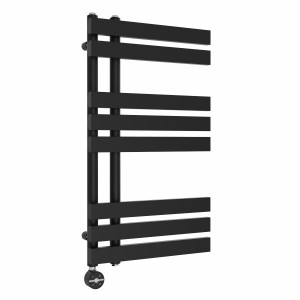 Koli 800 x 450mm Black Thermostatic Touch Control Electric Heated Towel Rail