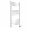 Fjord 1000 x 500mm Dual Fuel Curved White Thermostatic Electric Heated Towel Rail