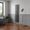 Norden 1800 x 355mm Black Silver Single Vertical Oval Column Designer Radiator
