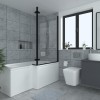 Borrowdale - 1400mm L Shape Bath Screen with Hinged Return - Black