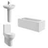 Calgary Modern Bathroom Suite with Close Coupled Toilet and Essential Single Ended Bath - 1700 x 700mm - Front & End Bath Panel Included