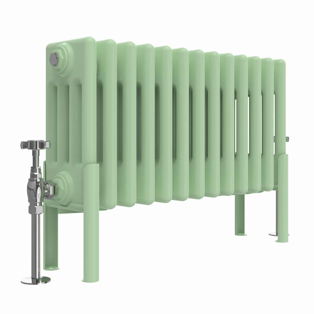 Bern 300 x 605mm Traditional Pastel Green Horizontal Four Column Radiator