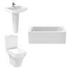 Avola Modern Bathroom Suite with Close Coupled Toilet and Essential Single Ended Bath - 1600 x 700mm - Front Bath Panel Included