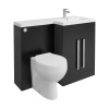 Calm Matt Black Right Hand Combination Vanity Unit Basin L Shape with Back to Wall Splash Toilet & Soft Close Seat & Concealed Cistern - 1100mm