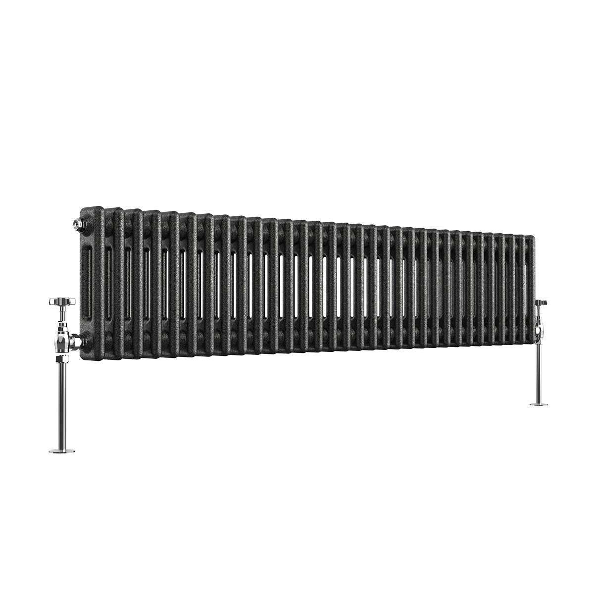 Bern 300 x 1460mm Black Silver Double Column Horizontal Traditional Radiator