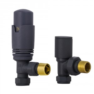 Designer Angled 15mm Anthracite Thermostatic Radiator and Towel Rail Valves