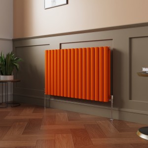 Norden 600 x 1004mm Bright Orange Double Oval Column Horizontal Designer Radiator