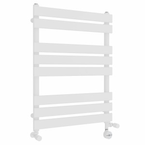 Juva 800 x 600mm Dual Fuel White Flat Panel Thermostatic Touch Control Electric Heated Towel Rail