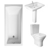 RAK Resort Mini Open Back Toilet with 650mm Basin Modern Bathroom Suite and Single Ended Bath - 1800 x 800mm