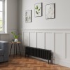 Bern 300 x 1190mm Black Four Column Horizontal Traditional Radiator