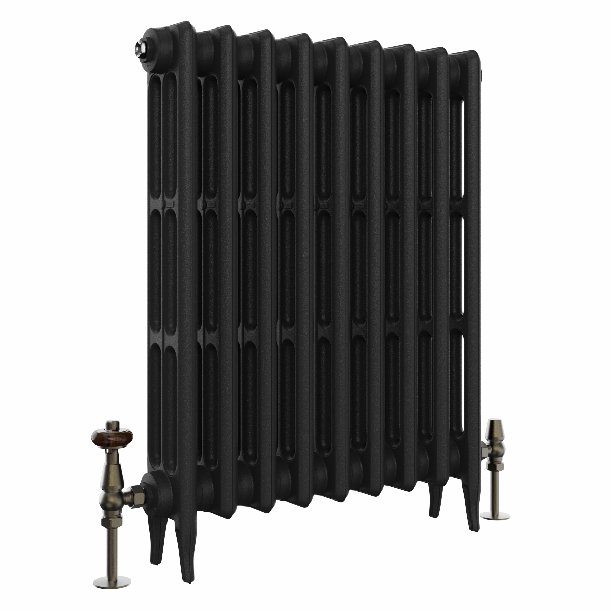 Classic 745 x 592mm Black Primered Finish Triple Column Cast Iron Radiator - 9 Sections