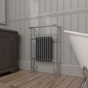 Salzburg Traditional Victorian 952 x 659mm Chrome & Grey Towel Rail Radiator