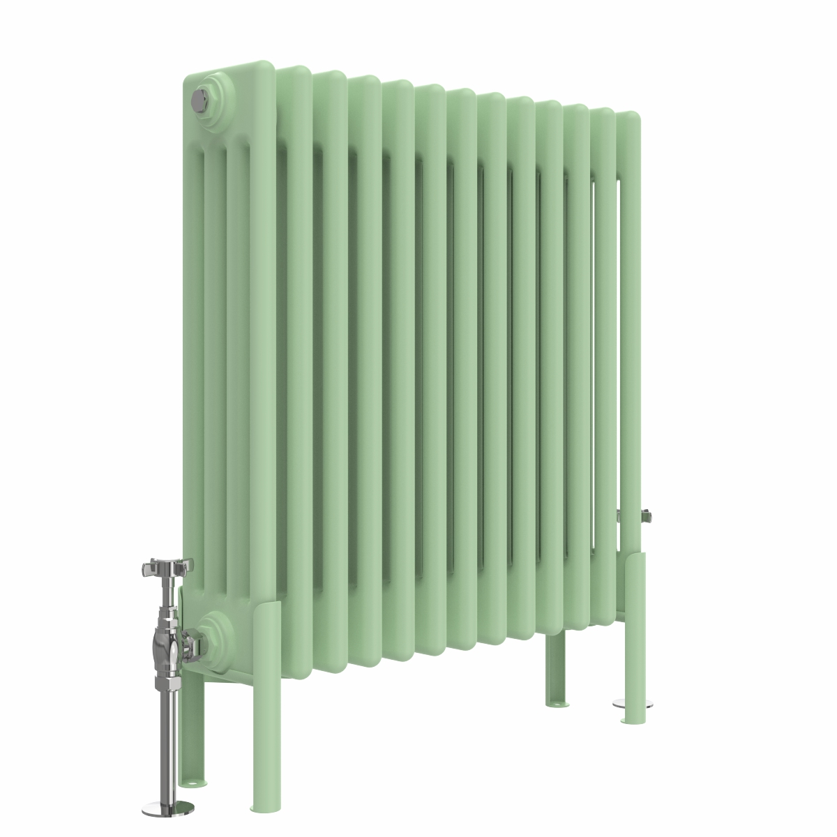 Bern 600 x 605mm Traditional Pastel Green Horizontal Four Column Radiator