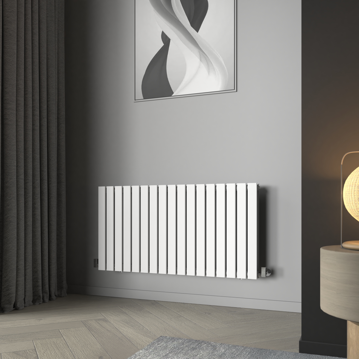 Karlstad 600 x 1158mm White Double Horizontal Flat Panel Designer Radiator