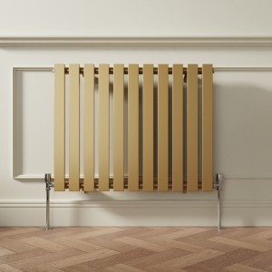 Lulea 600 x 760mm Metallic Gold Single Flat Panel Horizontal Designer Radiator