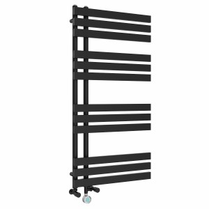 Koli 1200 x 600mm Dual Fuel Thermostatic Touch Control Wifi Electric Heated Towel Rail - Black