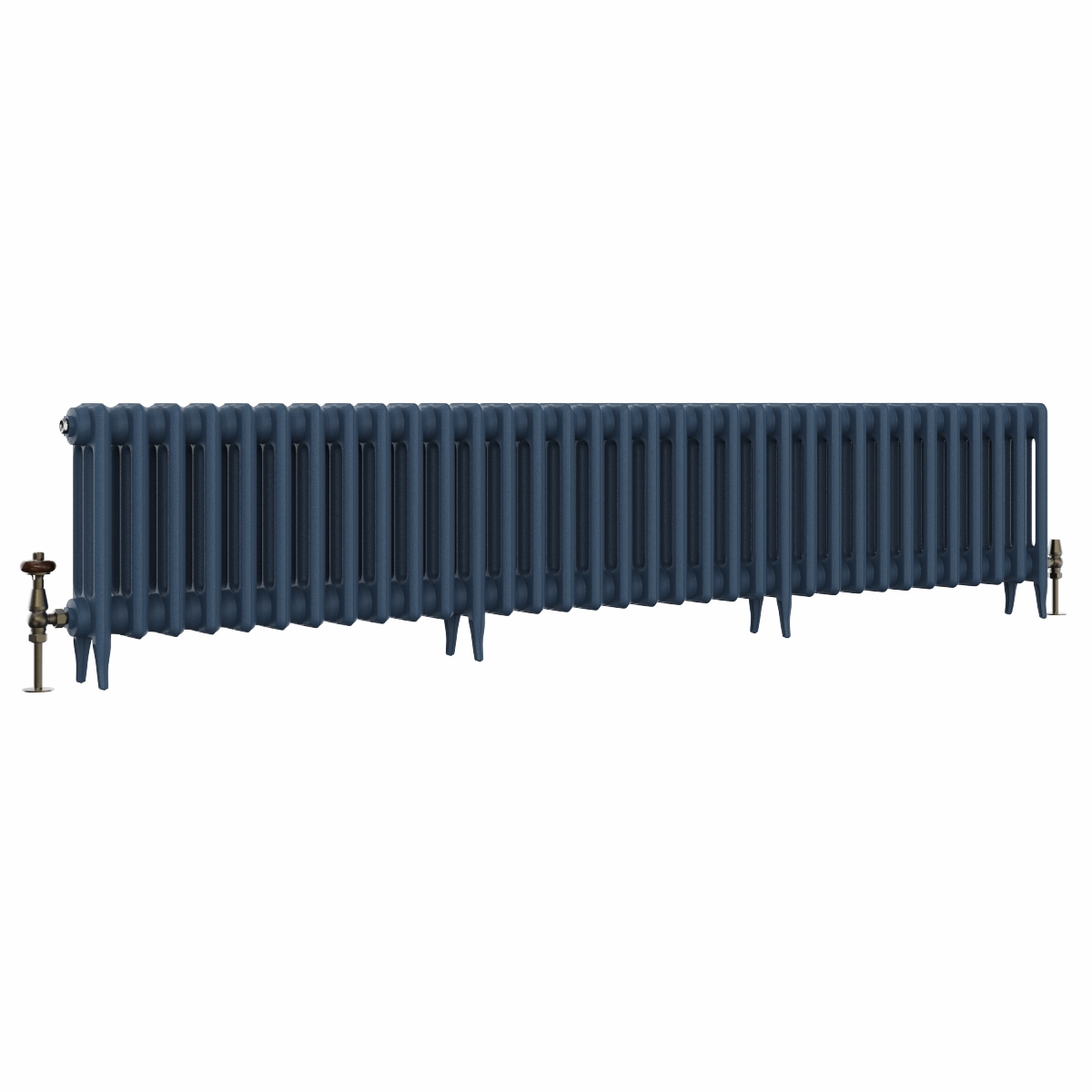 Classic  450 x 2142mm Farrow & Ball Hague Blue Triple Column Cast Iron Radiator - 34 Sections