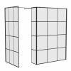 Wasdale 1400mm Wet Room Screen, 1100mm Wet Room Screen with 300mm Wet Room Return Screen - Black Grid
