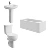 Splash Bathroom Suite with Close Coupled Toilet and Essential Single Ended Bath 1500 x 700mm - Front & End Bath Panel Included