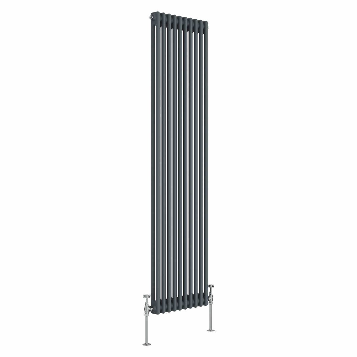 Bern 1800 x 470mm Anthracite Double Column Vertical Traditional Radiator