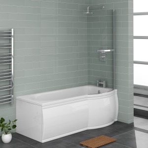 Calgary Modern Bathroom Suite with P-Shape Shower Bath - Right Hand - 1700mm