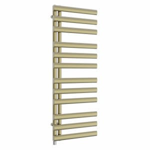 Kongsberg 1200 x 450mm Brushed Brass Simple Electric Towel Rail