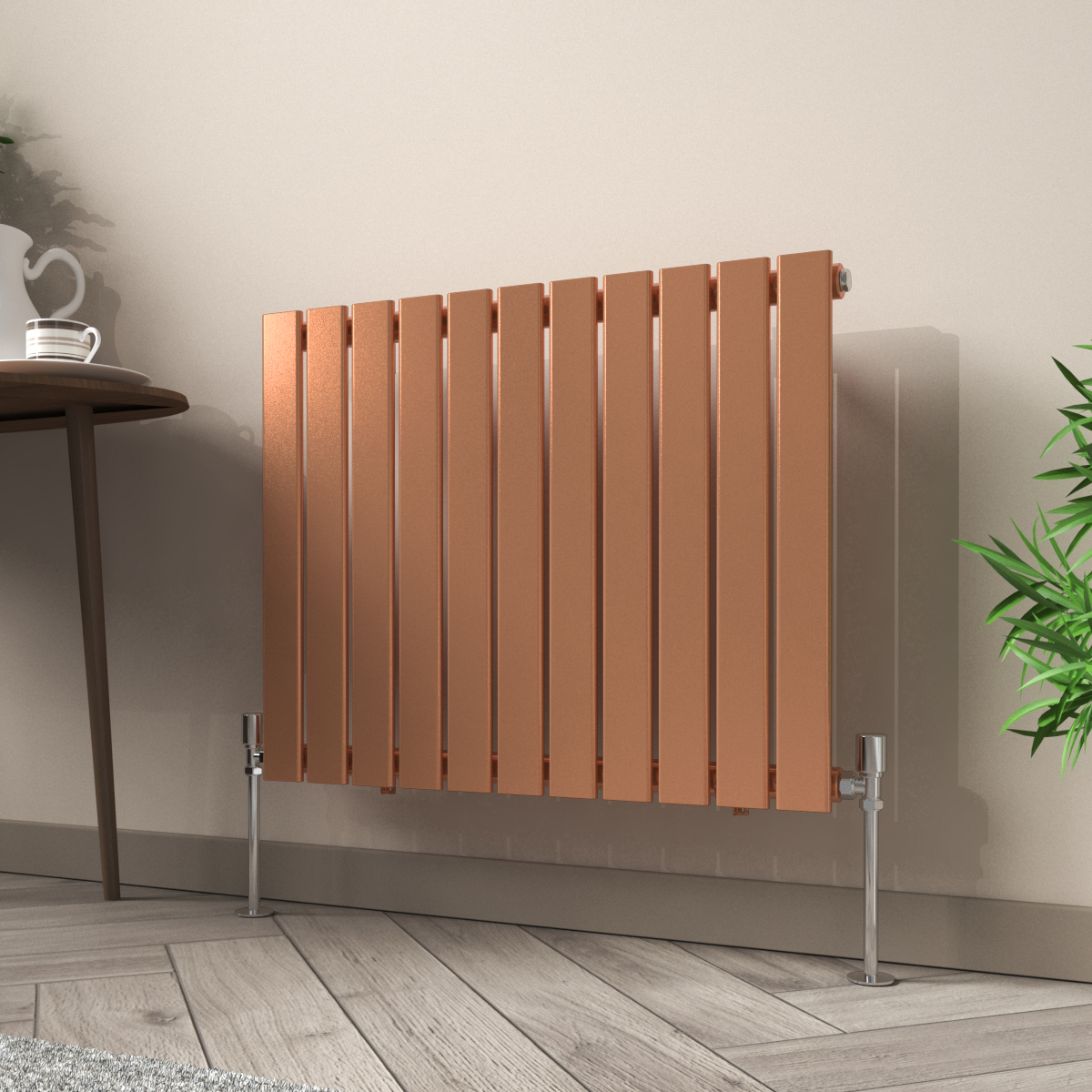 Karlstad 600 x 750mm Metallic Bronze Single Flat Panel Horizontal Designer Radiator