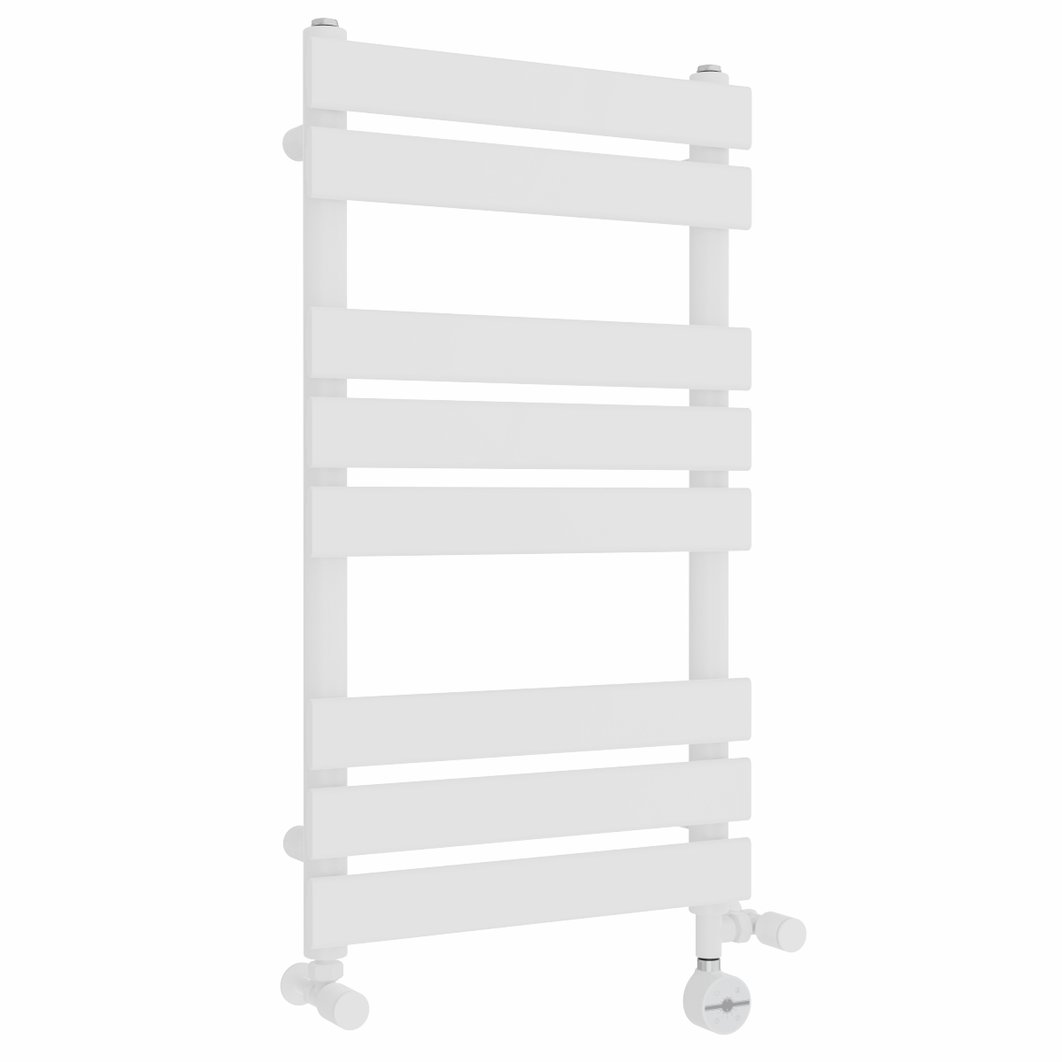 Juva 800 x 450mm Dual Fuel White Flat Panel Thermostatic Touch Control Electric Heated Towel Rail
