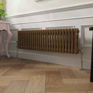 Bern 300 x 1190mm Metallic Gold Double Horizontal Column Radiator