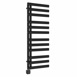 Kongsberg 1200 x 450mm Black Thermostatic Touch Control Wifi Electric Towel Rail