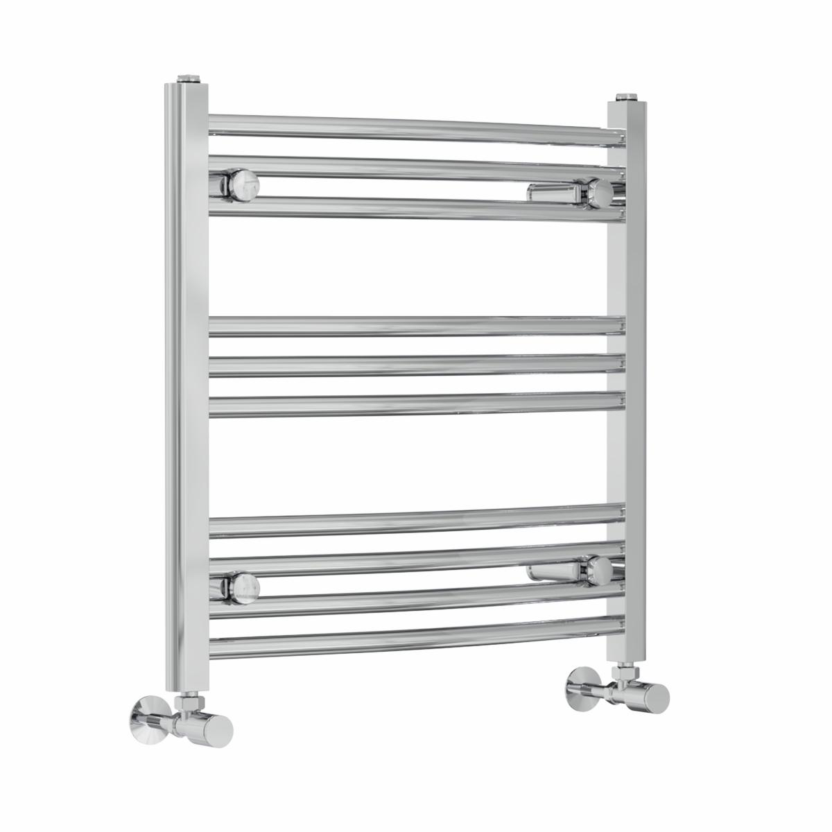 Fjord 600 x 600mm Curved Chrome Heated Towel Rail