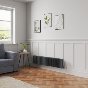 Bern 300 x 1460mm Anthracite Triple Column Horizontal Traditional Radiator