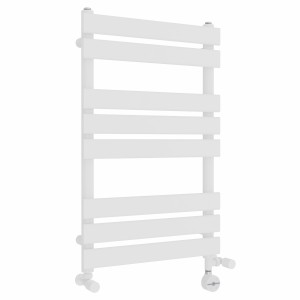 Juva 800 x 500mm Dual Fuel White Flat Panel Thermostatic Touch Control Electric Heated Towel Rail