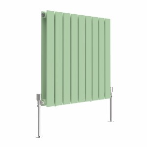 Karlstad 600 x 614mm Pastel Green Double Flat Panel Horizontal Designer Radiator