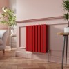 Lulea 600 x 550mm Signal Red Double Flat Panel Horizontal Designer Radiator