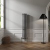 Bern 1500 x 290mm Black Silver Triple Column Vertical Traditional Radiator