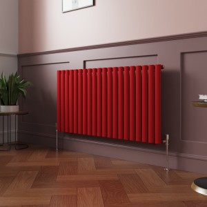 Norden 600 x 1181mm Signal Red Single Oval Column Horizontal Designer Radiator