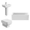 Feel 600 Modern Bathroom Suite with Wall Hung Toilet and Essential Single Ended Bath - 1700 x 700mm - Front Bath Panel Included