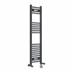 Fjord 1200 x 300mm Dual Fuel Curved Anthracite Thermostatic Electric Heated Towel Rail